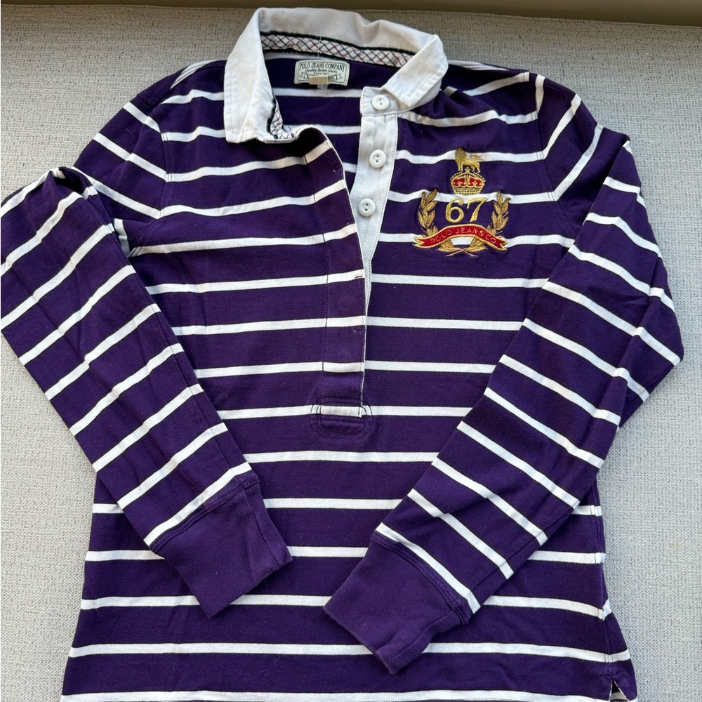 Ralph Lauren Purple and White Button Down Shirt